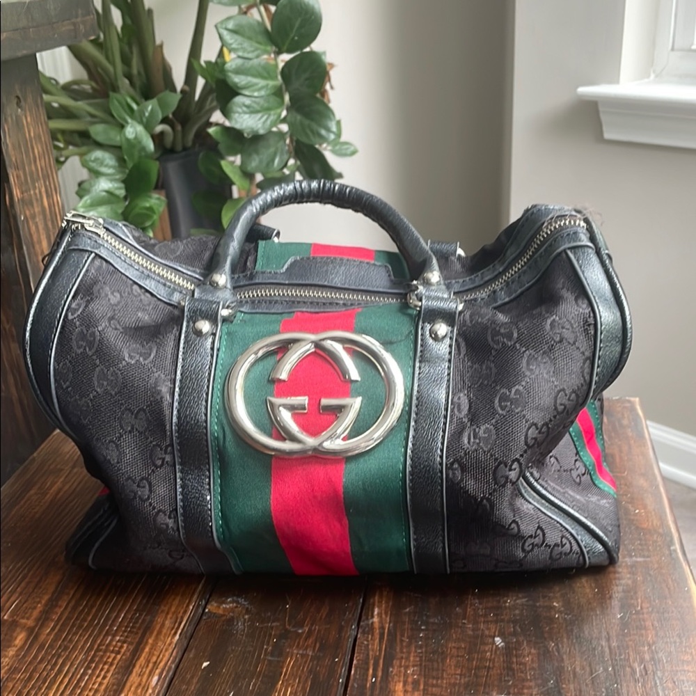 Bootleg Gucci Black, Green, and Red Handbag - 14x8x10 Satchel Bag